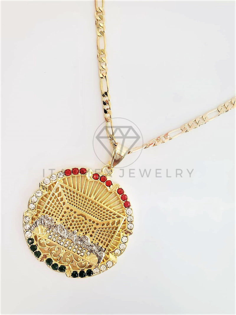 Dije Religioso - 102778 - Medalla Ultima Cena CZ Color Tamaño Extra Grande Oro Laminado 18K