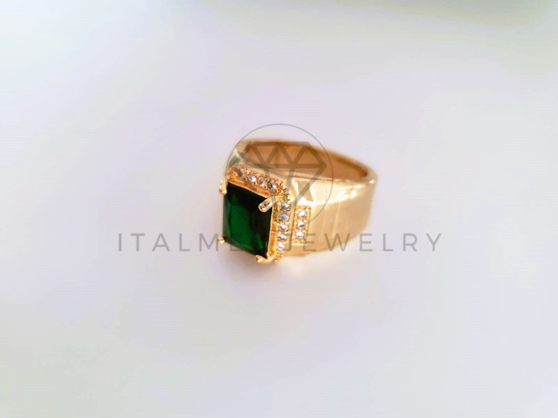 Anillo Caballero de Lujo - 103914 - Diseño Clasico CZ Verde Oro Laminado 18K