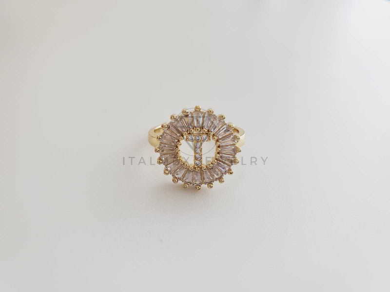 Anillo de Lujo - 102566 - Diseño Inicial "T" con CZ Clara Oro Laminado 18K