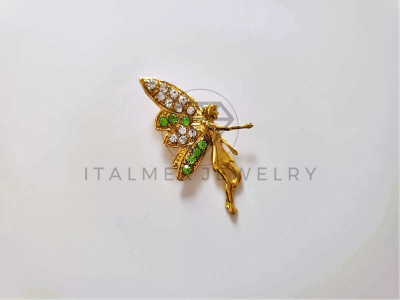 Dije de Lujo - 104169 - Dije de Hada Madrina Circonia Clara y Verde Oro Laminado 18K