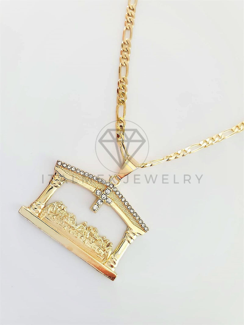 Dije Elegante - 102749 - Medalla de Ultima Cena CZ Clara Grande Oro Laminado 18K