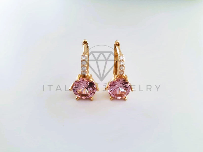 Arete de Lujo - 103846 - Diseño Huggie CZ Rosa Oro Laminado 18K