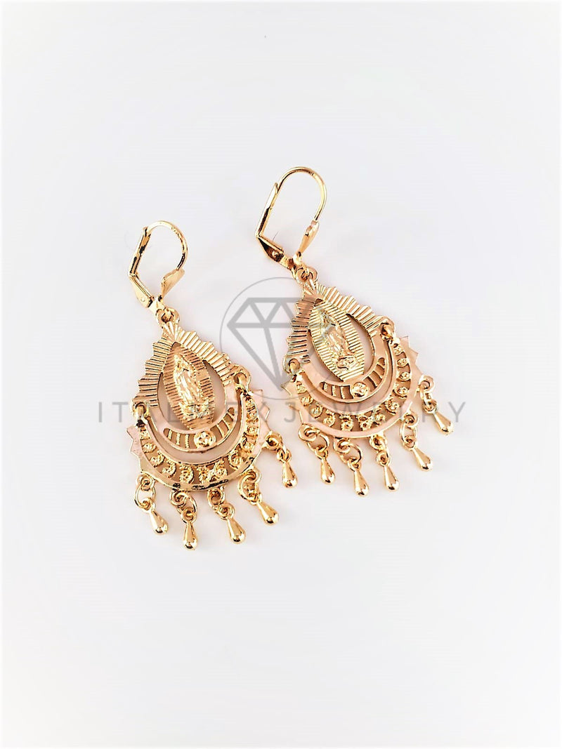 Arete de Lujo - 103098 - Arete Filigrana Virgen de Guadalupe Oro Laminado 18K