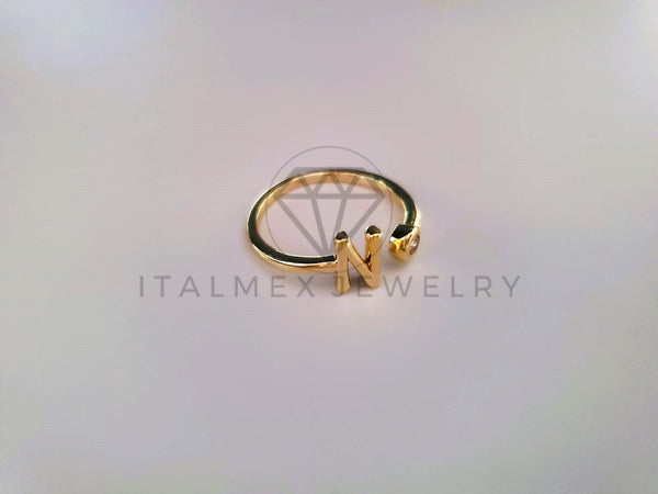 Anillo Dama de Lujo -103767 - Diseño Inicial "N" CZ Clara Oro Laminado 18K