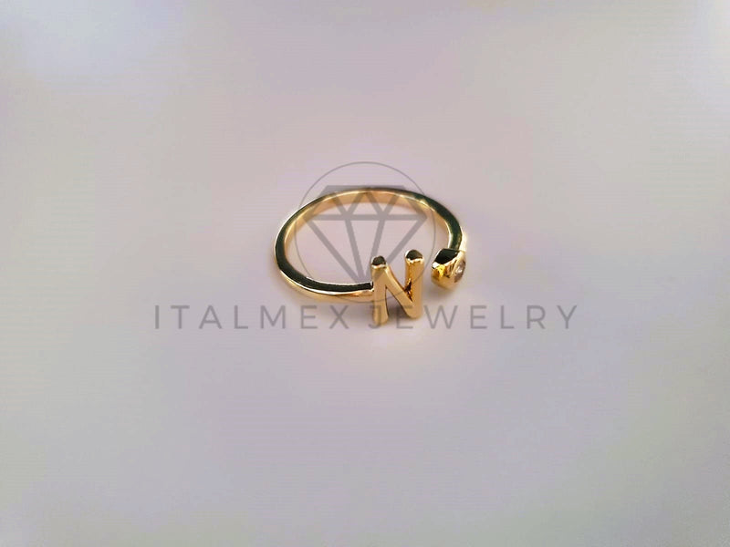 Anillo Dama de Lujo -103767 - Diseño Inicial "N" CZ Clara Oro Laminado 18K