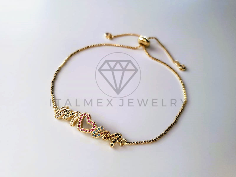 Pulsera de Lujo - 103713 - Diseño Ajustable Mom CZ Color Oro Laminado 18K
