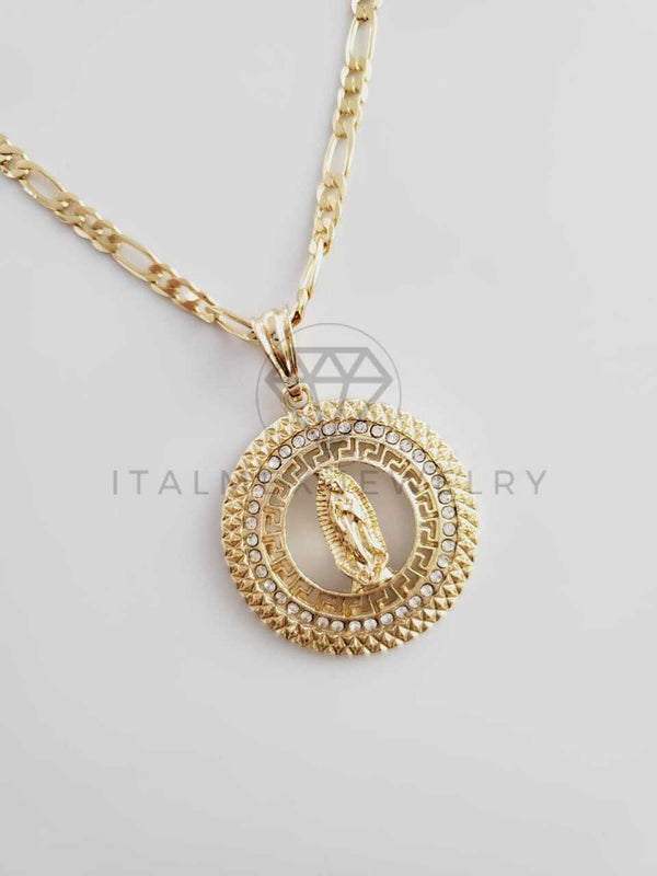 Dije Elegante - 102366 - Medalla Virgen Guadalupe CZ Clara Tamaño Mediana Oro Laminado 18K