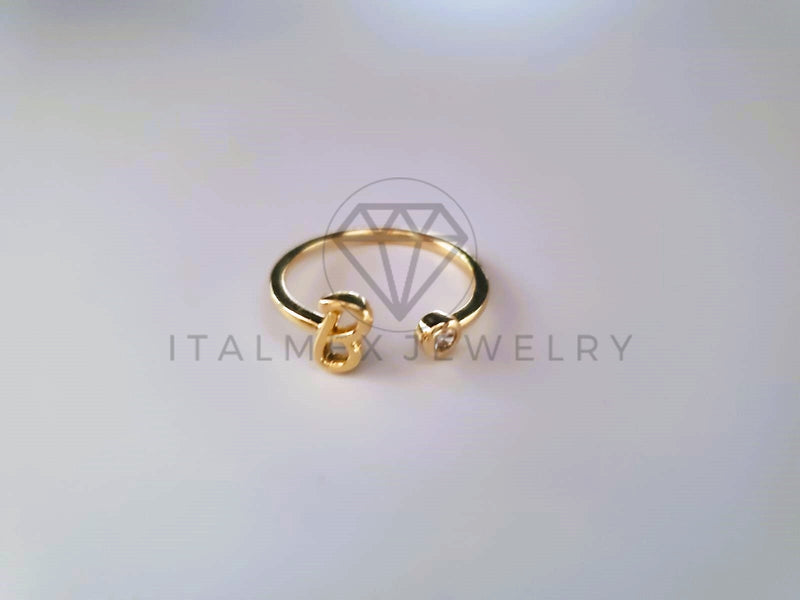 Anillo Dama de Lujo -103761 - Diseño Inicial "B" CZ Clara Oro Laminado 18K