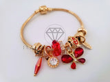 Pulsera Elegante - 104303 - Pulsera Estilo PDR Mariposa CZ Roja Oro Laminado 18K