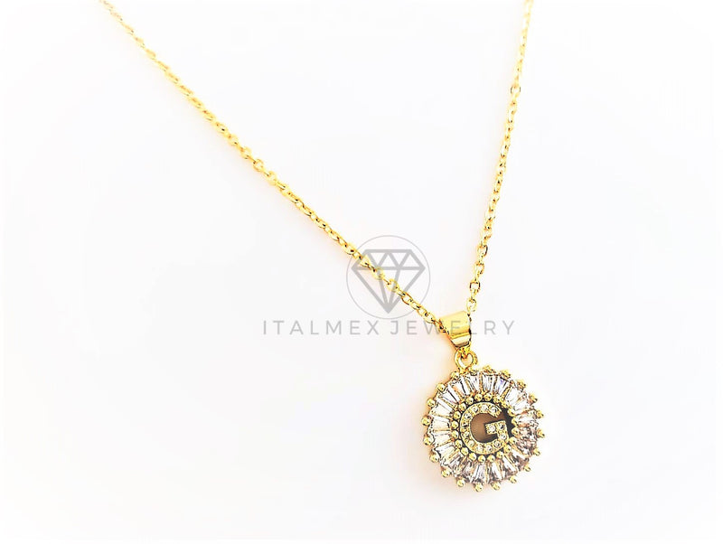 Collar Elegante - 102617 - Collar Inicial "G" Con CZ Clara Oro Laminado 18K