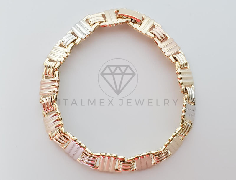 Pulsera de Lujo - 101073 - Diseño Grecas Diamantadas Oro Laminado 18K