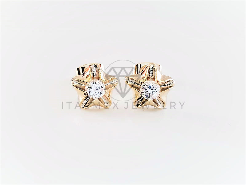 Broquel de Lujo - 103002 - Diseño de Estrella con CZ Clara Oro Laminado 18K