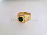 Anillo Caballero de Lujo - 103926 - Diseño Clásico CZ Verde Oro Laminado 18K