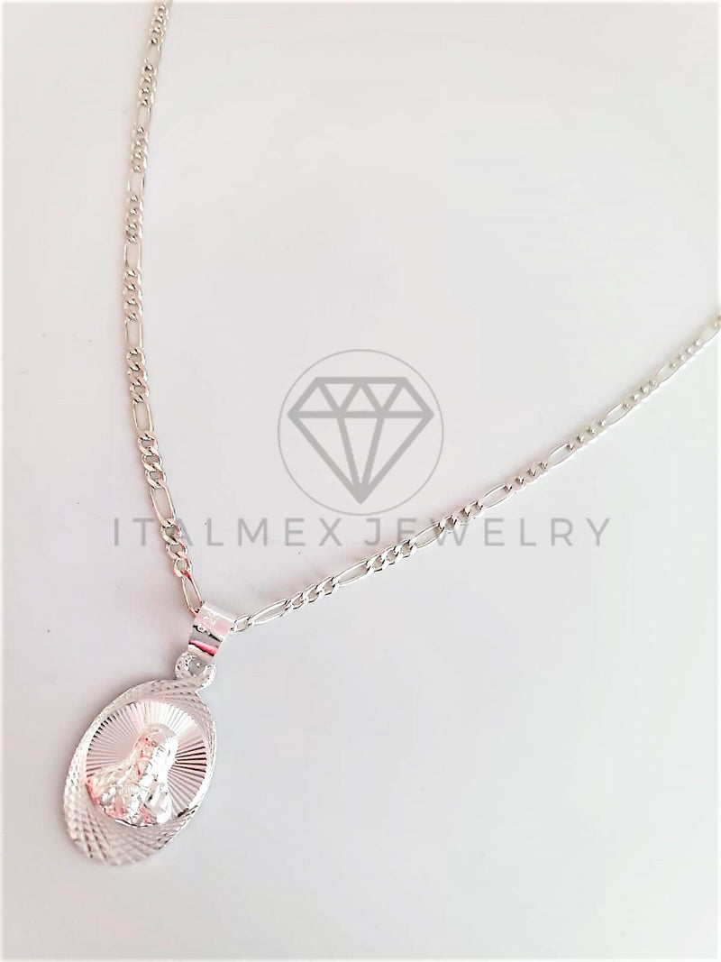 Dije Religioso - 102973 - Medalla Diamantada Oval Sagrado Corazón Plata Fina .925