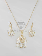 Juego de Lujo - 102393 - Diseño de Elefante CZ Clara Oro Laminado 18K
