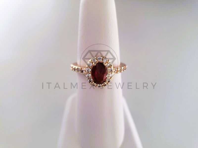 Anillo de Lujo - 103880 - Anillo Oval Biselado CZ Tinto Oro Laminado 18K
