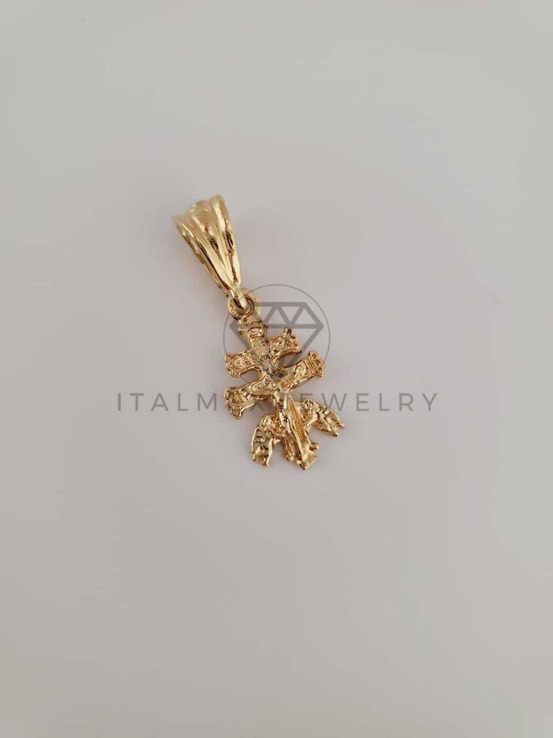Dije Religioso - 104247 - Cruz de Caravaca Tamaño Mini Oro Laminado 18K