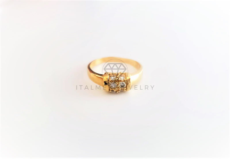 Anillo de Lujo - 103126 - Estilo Barril CZ Clara Oro Laminado 18K
