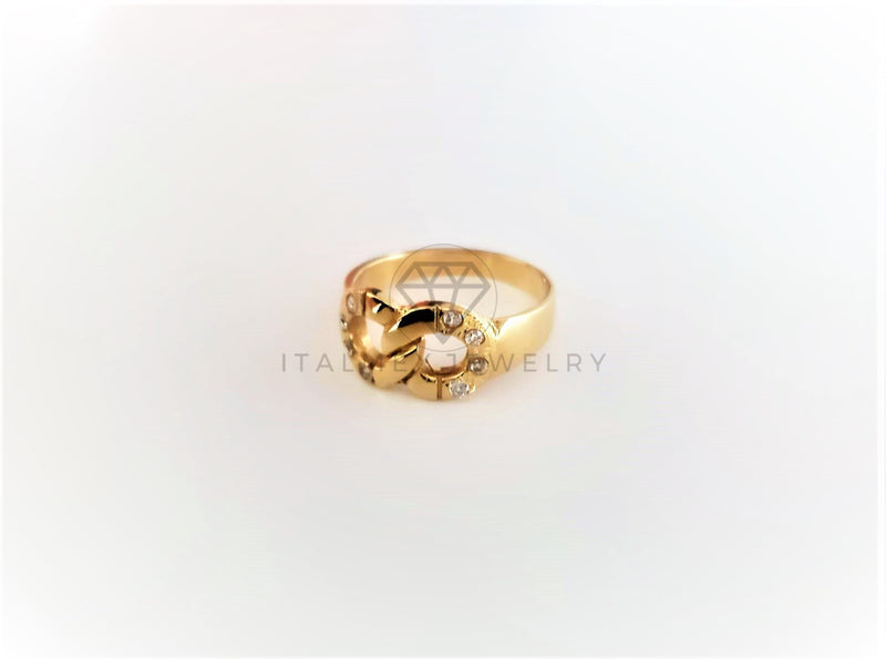 Anillo de Lujo - 103130 - Estilo Hebilla Infinito CZ Clara Dorado Oro Laminado 18K
