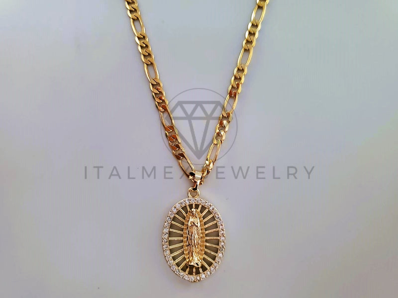 Dije Elegante - 104001 - Medalla Virgen CZ Clara Tamaño Chica Oro Laminado 18K