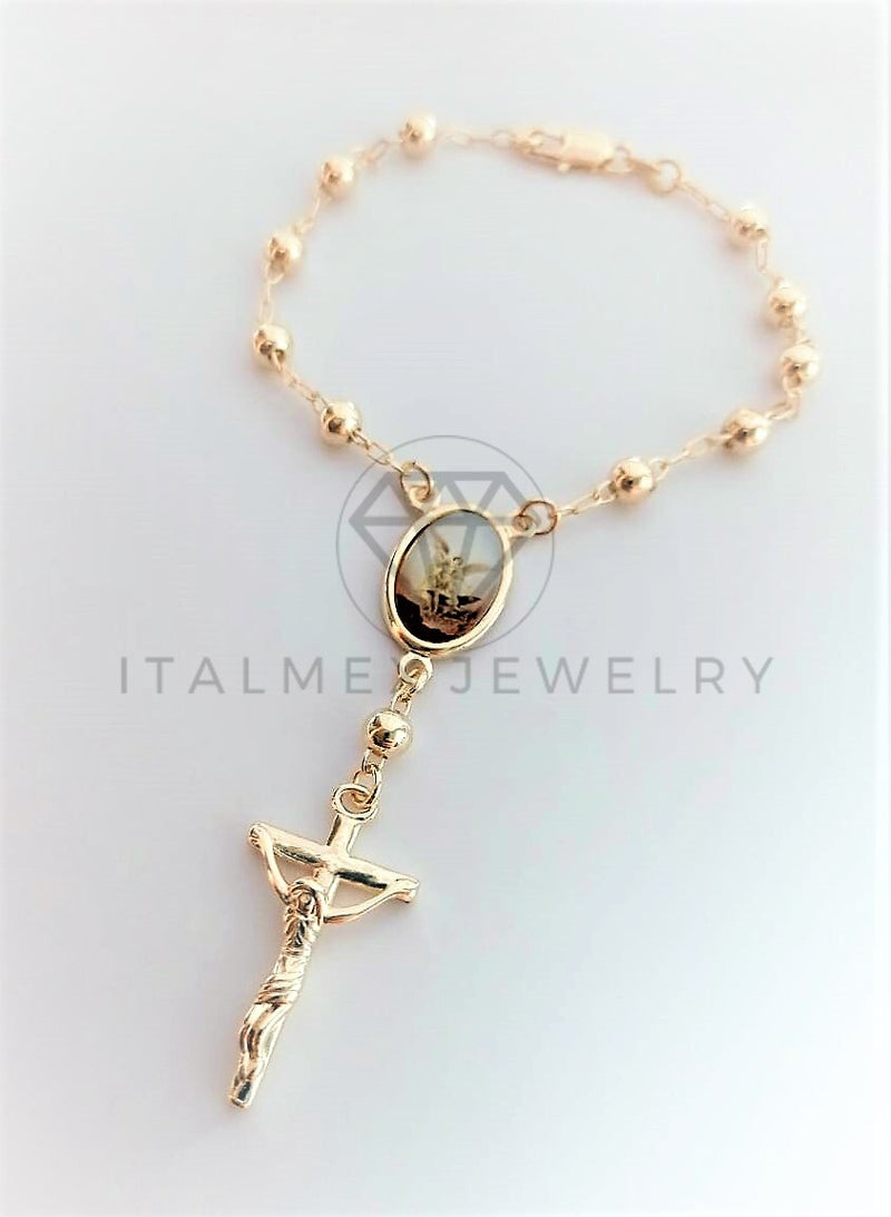 Pulsera Elegante - 102097 - Misterio Bola 5mm Arcángel Oro Laminado 18K
