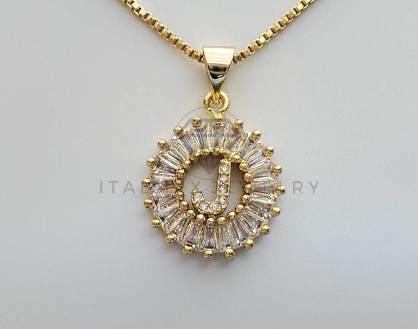 Collar Elegante - 101870 - Collar Inicial "J" Con CZ Clara Oro Laminado 18K
