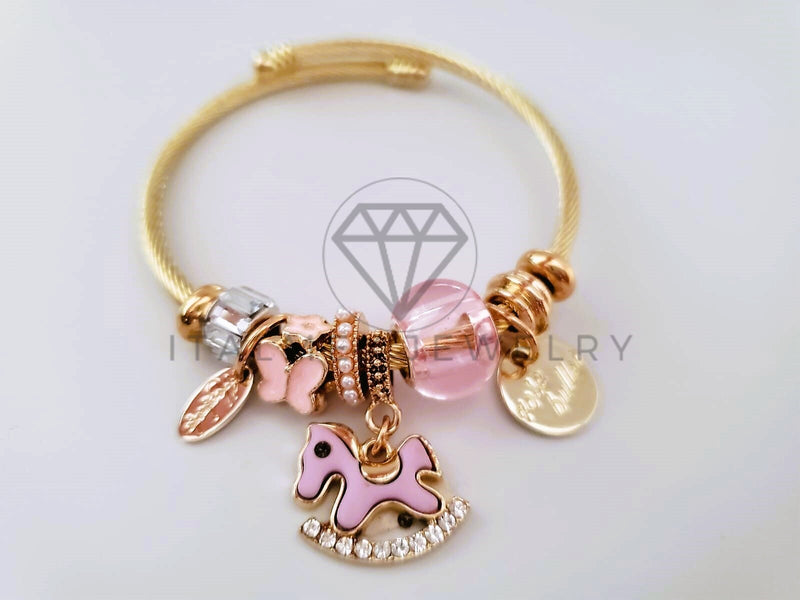 Pulsera Elegante - 104367 - Pulsera Estilo PDR Caballito Rosa Oro Laminado 18K