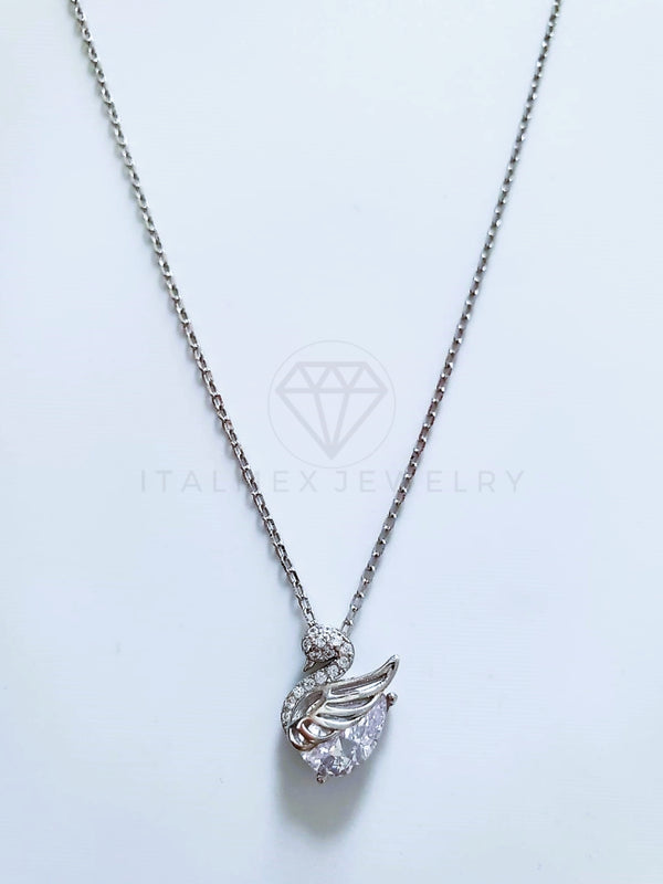 Collar de Lujo - 104123 - Estilo Cisne con Circonia Clara Plata Fina .925