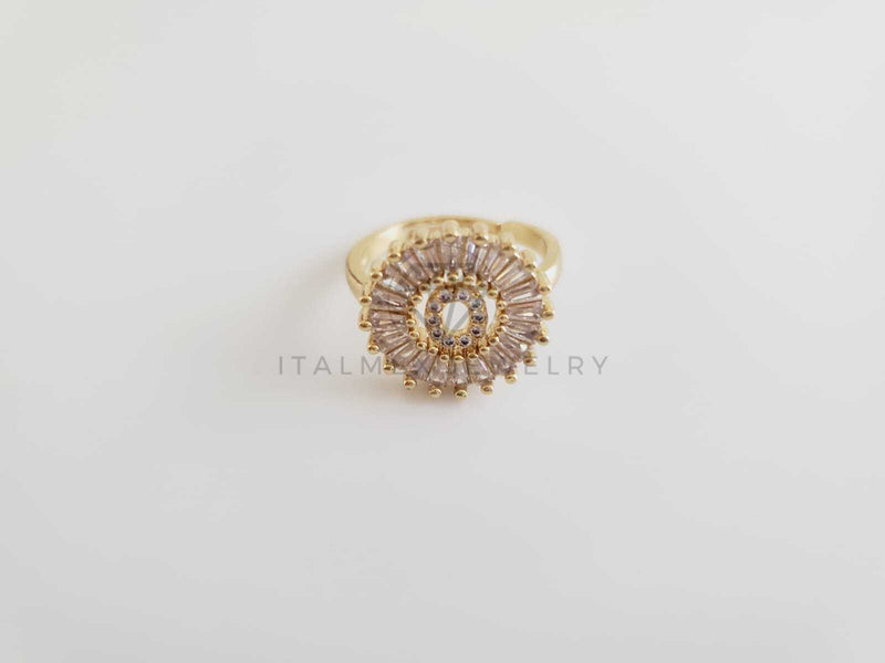 Anillo de Lujo - 102562 - Diseño Inicial "O" con CZ Clara Oro Laminado 18K