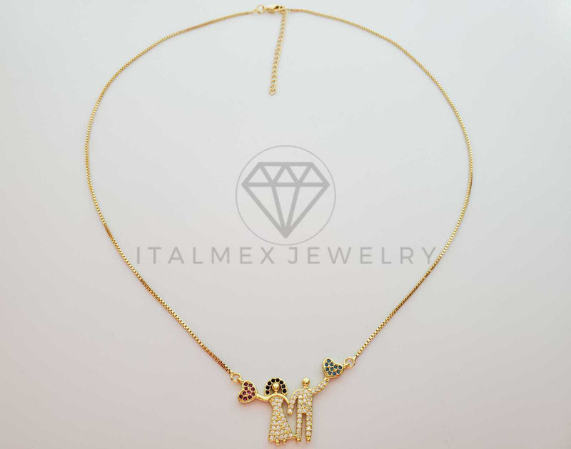 Collar Elegante - 101300 - Collar Marido y Mujer CZ Colores Oro Laminado 18K