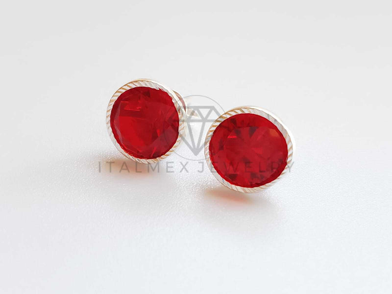 Broquel de Lujo - 101730 - Bisel Redondo CZ Roja 8mm Plata .925