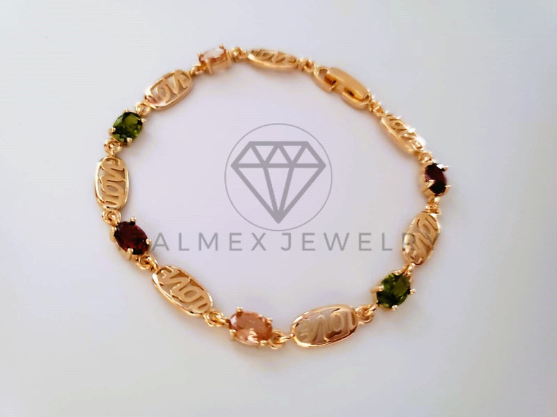 Pulsera de Lujo - 104378 - Diseño LOVE CZ Color Oro Laminado 18K