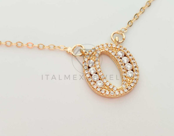 Collar Elegante - 101422 - Collar Inicial "O" Con CZ Clara Oro Laminado 18K