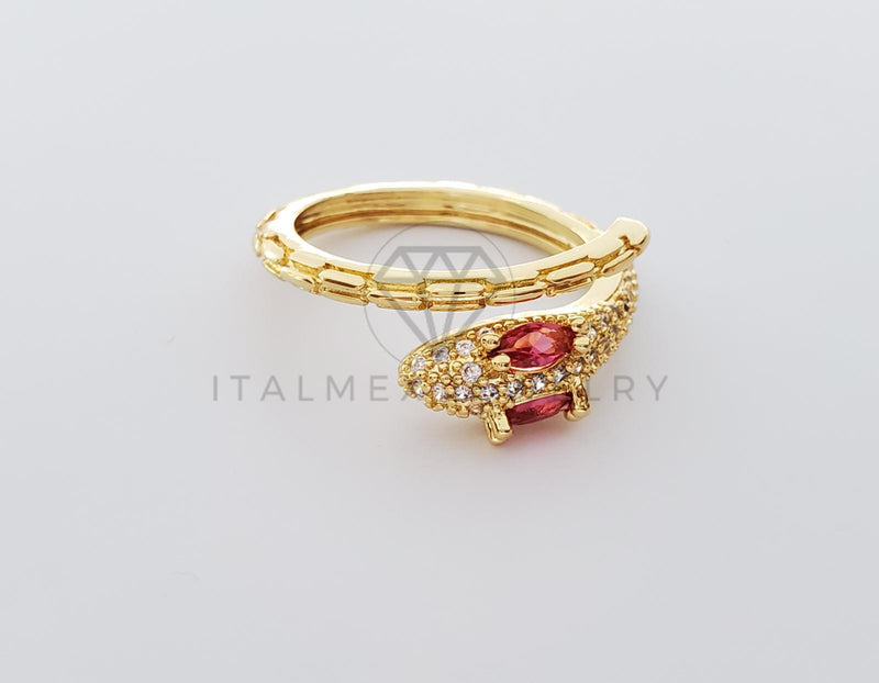 Anillo de Lujo - 101288 - Diseño Serpiente con CZ Rosa Oro Laminado 18K