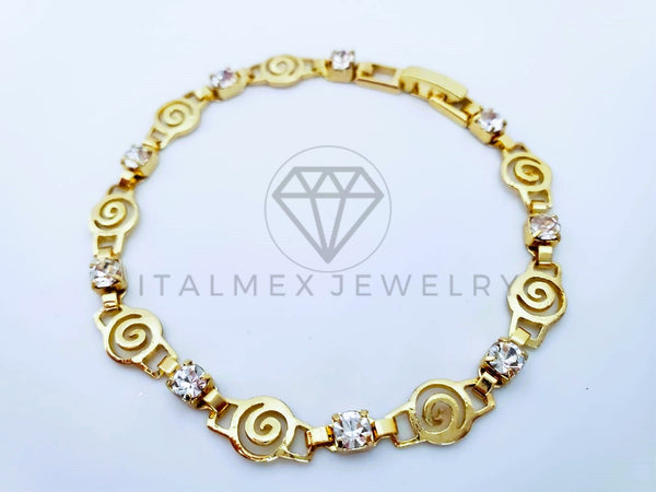 Pulsera Elegante - 103584 - Pulsera Caracol con Circonia Clara Oro Laminado 18K