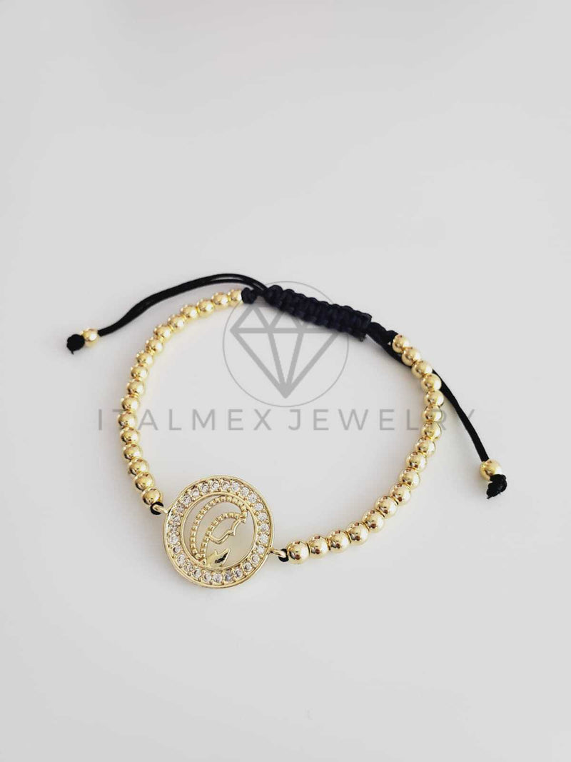 Pulsera Ajustable - 102428 - Diseño de Virgen con CZ Clara Oro Laminado 18K