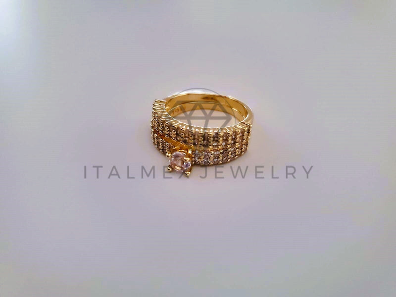 Anillo Dama de Lujo - 104557 - Diseño Alianza CZ Clara Oro Laminado 18K