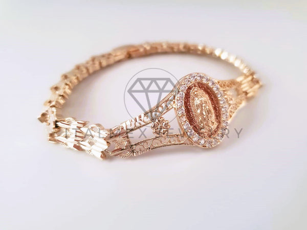 Pulsera Elegante - 104695 - Diseño de Lujo Virgen de Guadalupe CZ Clara Oro Laminado 18K