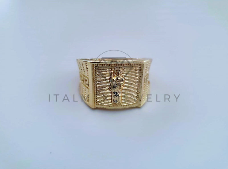 Anillo Caballero de Lujo - 104548 - Diseño Clasico San Judas Oro Laminado 18K