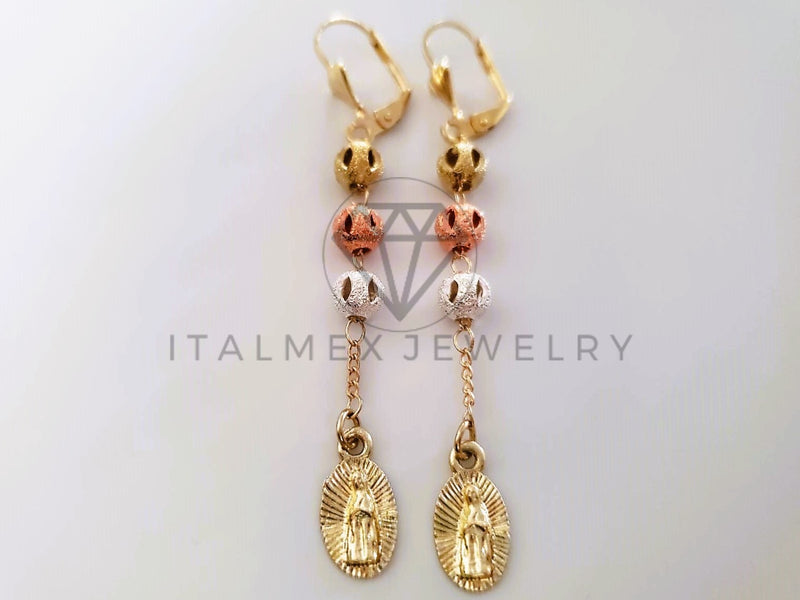 Arete de Lujo - 104611 - Arete Largo diseño de Rosario Virgen Oro Brasileño 18K