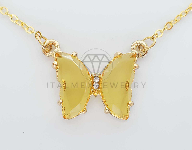 Collar Elegante - 101578 - Collar Mariposa CZ Amarilla Oro Laminado 18K