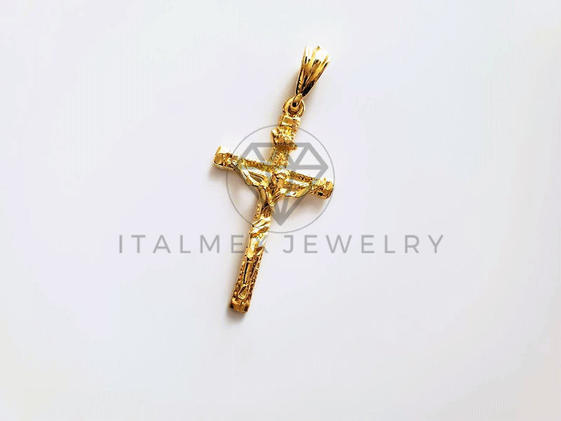 Dije Elegante - 104197 - Dije Cristo Clásico Tamaño Mediano Oro Laminado 18K