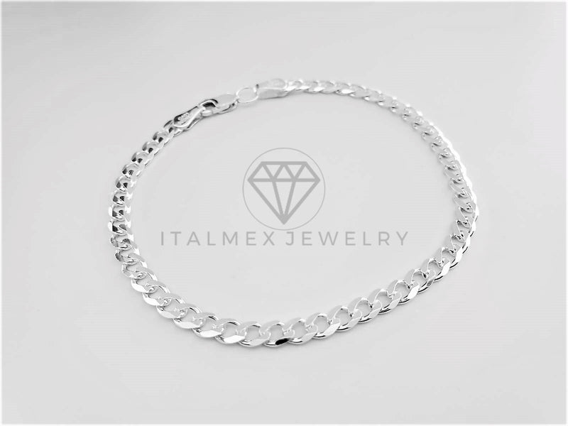 Pulsera de Lujo - 103265 - Diseño Cubana 4mm/8" Plata Fina .925