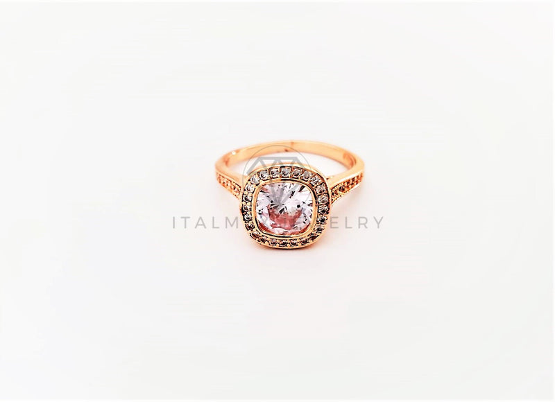 Anillo Dama de Lujo -103324 - Diseño Solitario Bisel CZ Clara Oro Laminado 18K