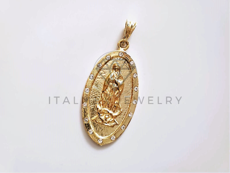 Dije Elegante - 104179 - Medalla de Virgen Circonia Clara Oro Laminado 18K