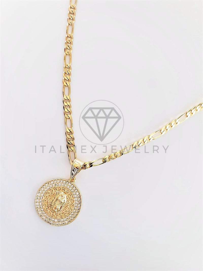 Dije Elegante - 102744 - Medalla Virgen de Guadalupe CZ Clara Tamaño Chico Oro Laminado 18K