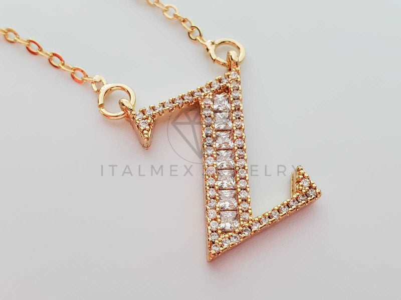 Collar Elegante - 101428 - Collar Inicial "Z" Con CZ Clara Oro Laminado 18K