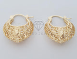 Arete Elegante - 100757 - Estilo Canasta Filigrana Virgen Grande Dorado Oro Laminado 18K