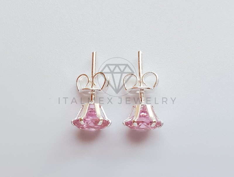 Broquel de Lujo - 101735 - CZ Redonda 6mm CZ Rosa Plata .925