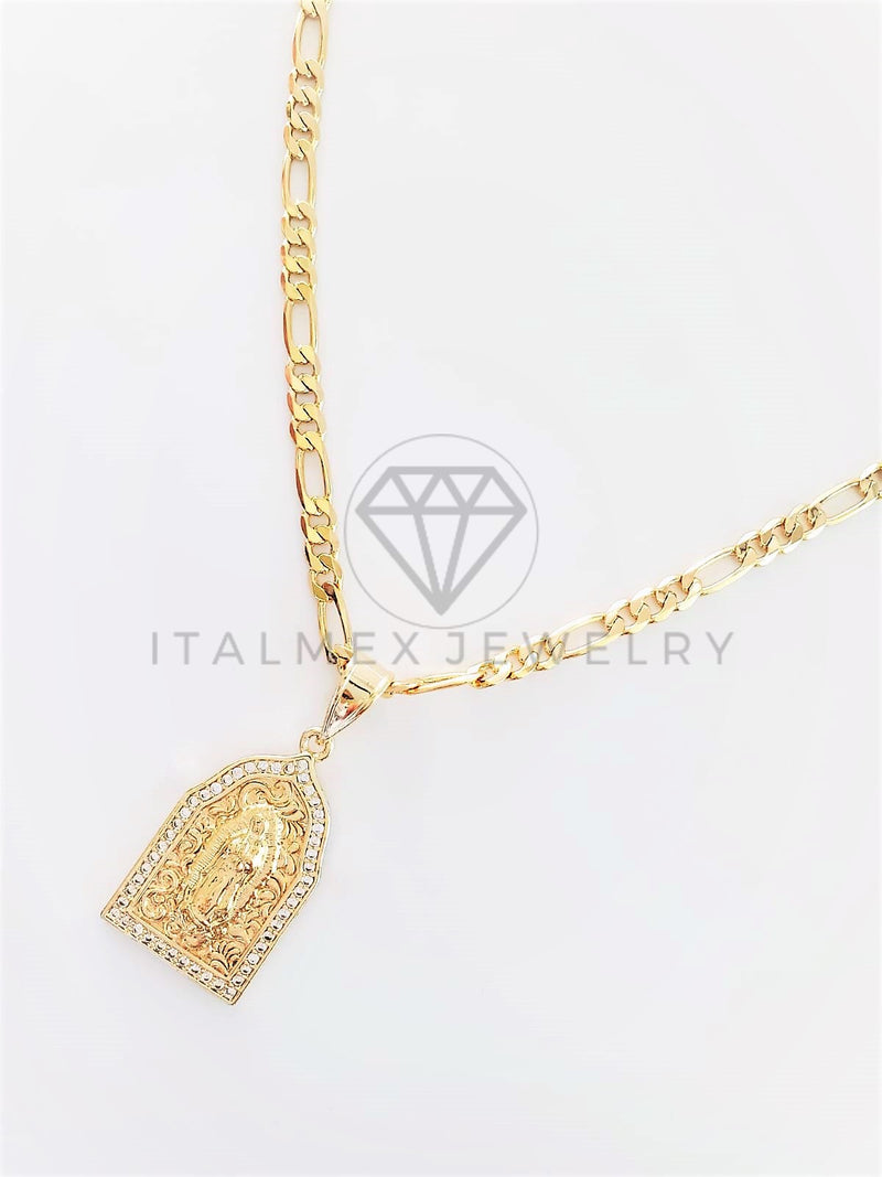 Dije Elegante - 102743 - Medalla Virgen de Guadalupe CZ Clara Tamaño Chico Oro Laminado 18K